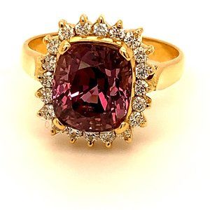 Burmese Spinel 5.64ct Diamonds Solid 18K Gold Ring